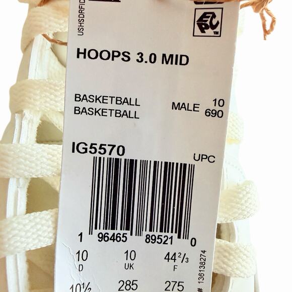 Adidas Hoops 3.0 Mid Men's Athletic Shoe White Sneakers Trainers Footwear - Picture 8 of 9